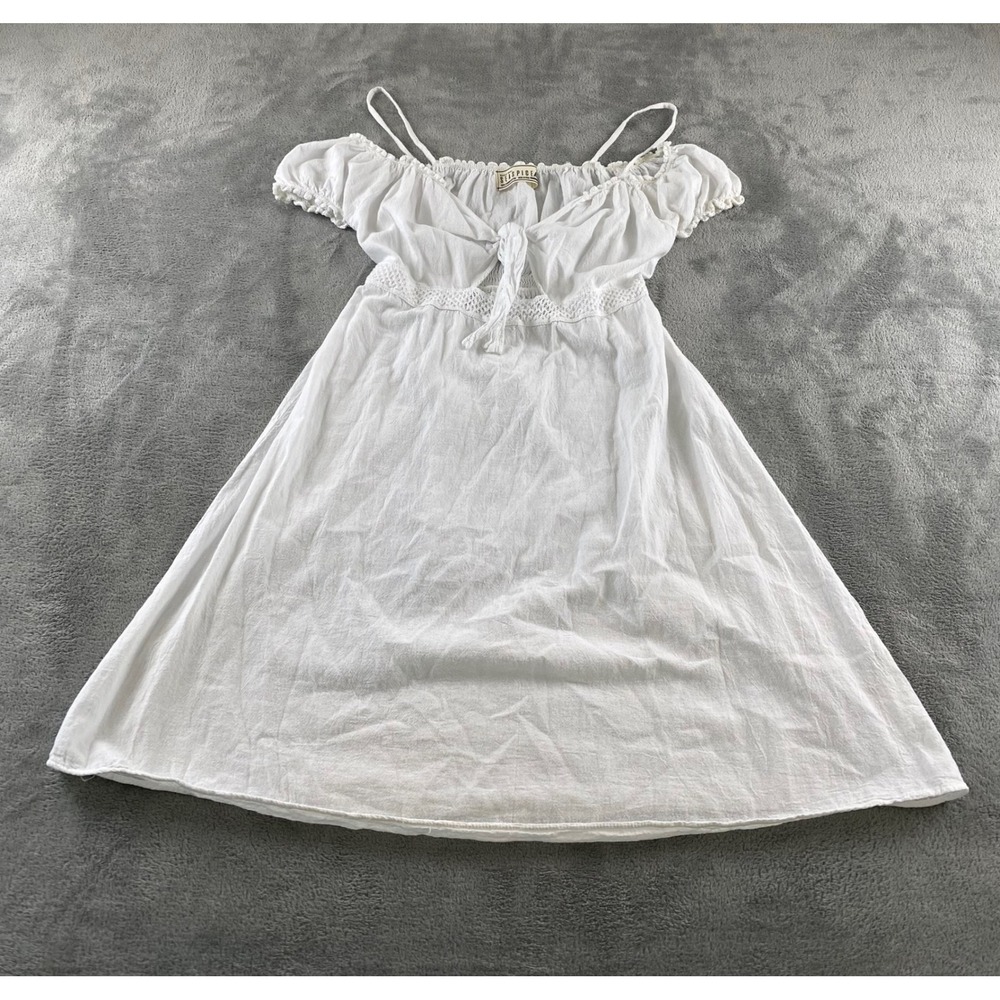 White Off-Shoulder Mini Dress with Tie Front